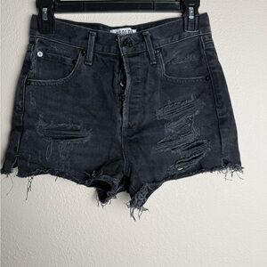 AGOLDE Women Size 24 Jaden‎ Cut Off Black High Rise Distressed Denim Shorts